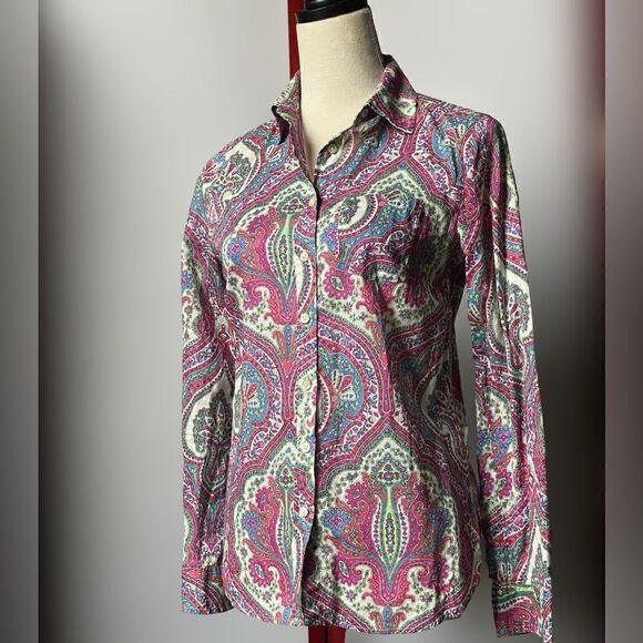 Talbots Multicolored Paisley Button Down Top (Size: XS) - Picture 4 of 12